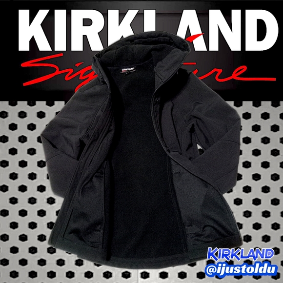 Kirkland Signature Fleece Lined Soft Shell Hooded Zip-Up Jacket, Black Woman's S - Picture 12 of 16